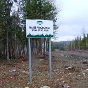 Entrance to a J.D. Irving forest in Aroostook County